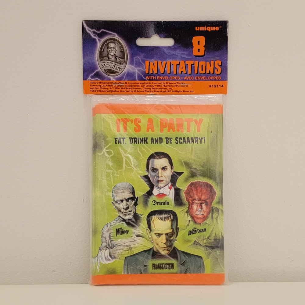 Vintage Universal Studios Monsters Halloween party invitations